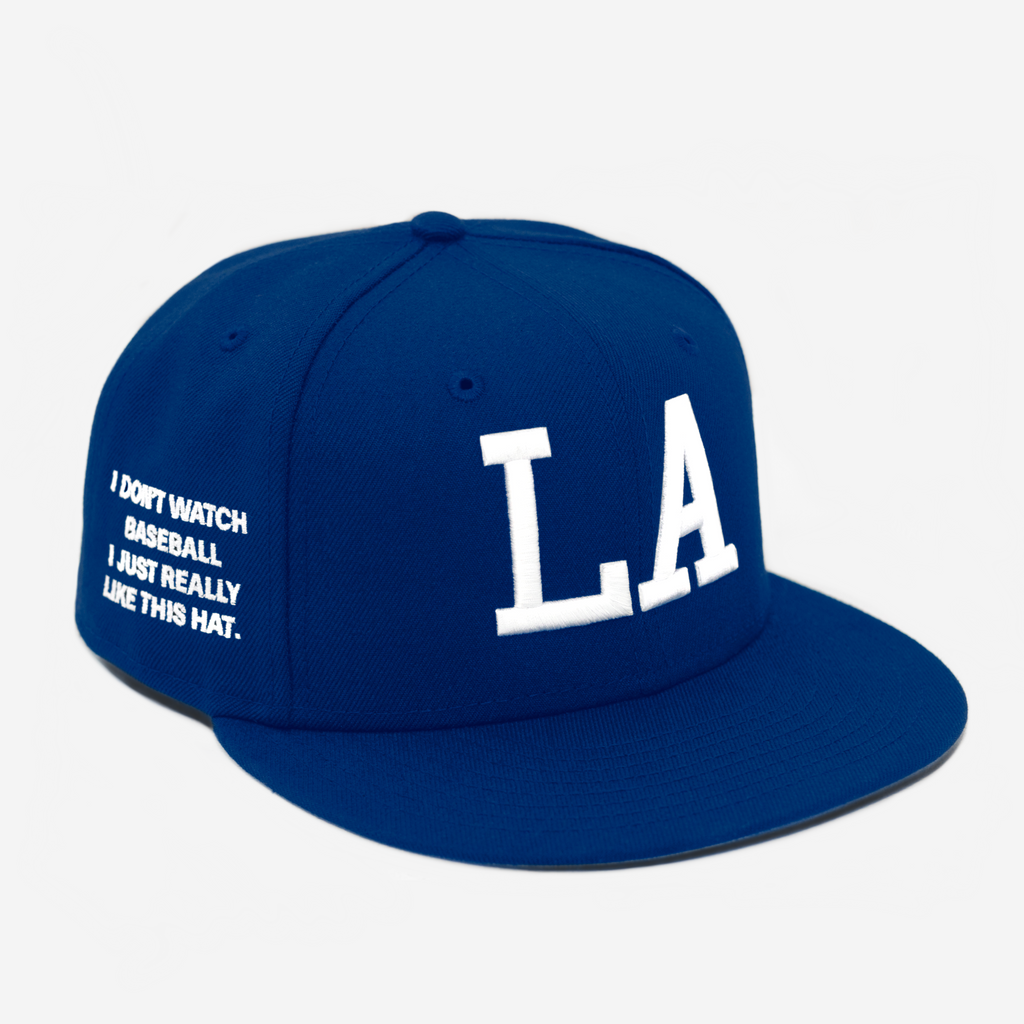 LA "I DON'T WATCH BASEBALL" FITTED HAT (BLUE)