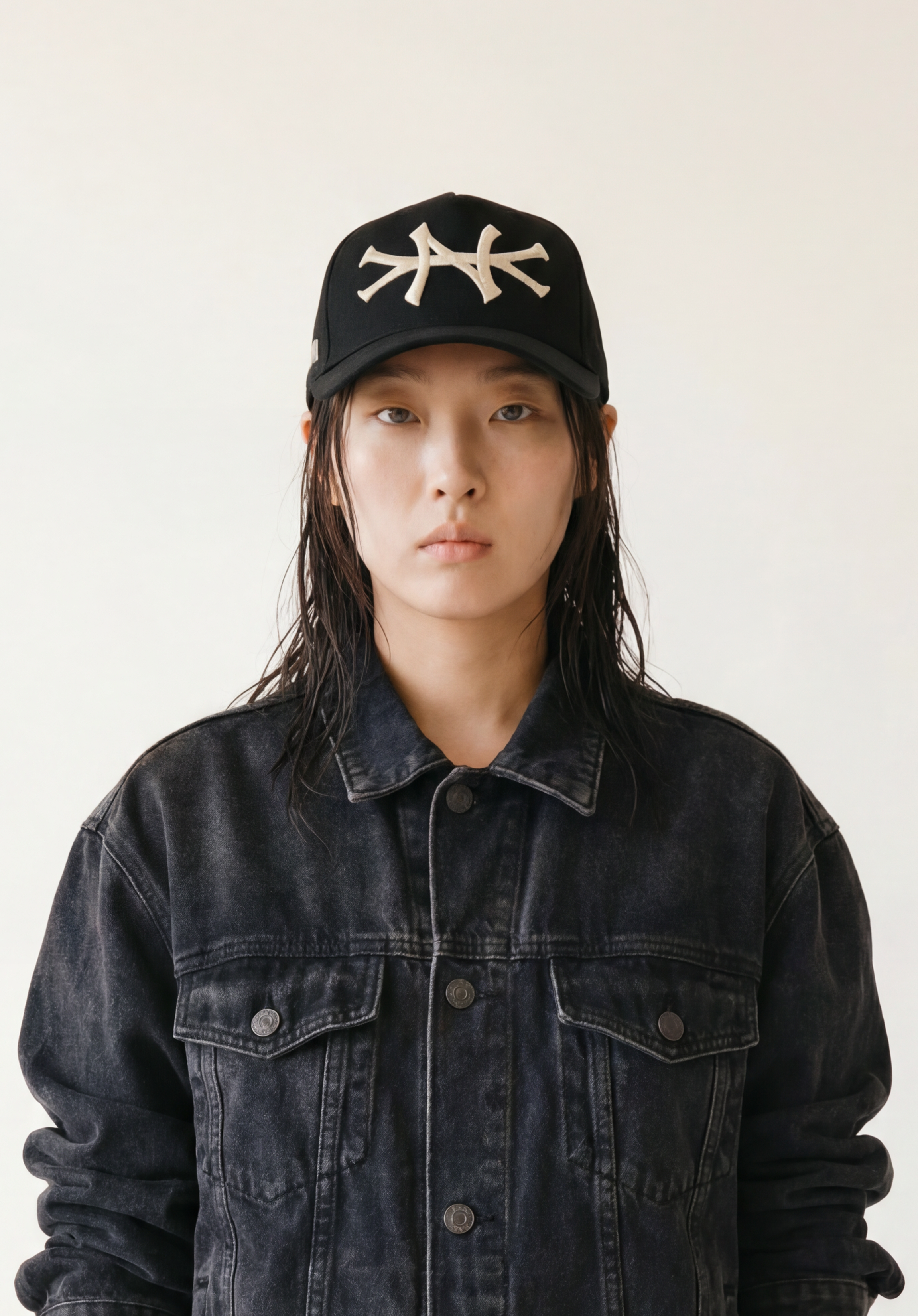 NY HAT CURVED BRIM (CREAM)